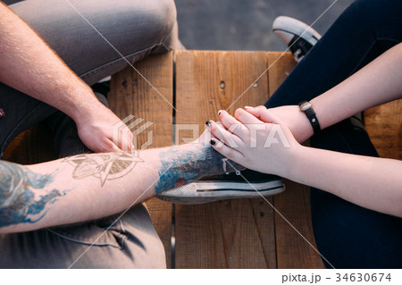 Sensitive romantic bound. Couple holding hands Sensitive romantic bound. Couple holding hands 34630674
