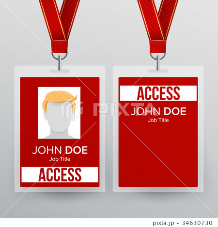 Press Pass Id Card Vector. Plastic Badge Template 34630730