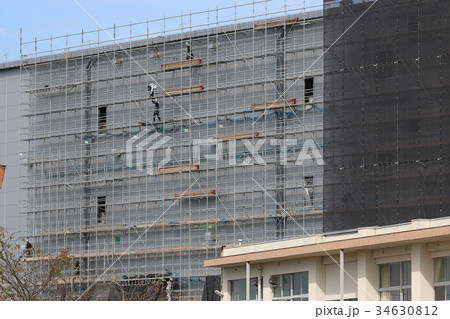 建築現場 足場解体 建築現場 足場解体 34630812