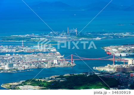 夏の皿倉山からの眺め【北九州市 八幡区 若松区 戸畑区】 夏の皿倉山からの眺め【北九州市 八幡区 若松区 戸畑区】 34630919