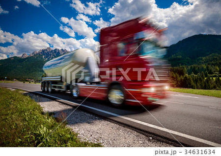 Fuel truck rushes down the highway Fuel truck rushes down the highway 34631634