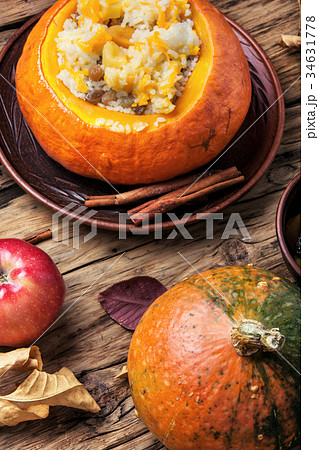 Vegetarian porridge with pumpkin 34631778