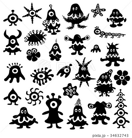 Vector icons set of cute cartoon monsters 34632743