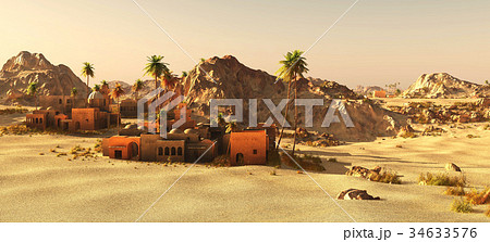 Arabic community on wasteland, 3d rendering Arabic community on wasteland, 3d rendering 34633576