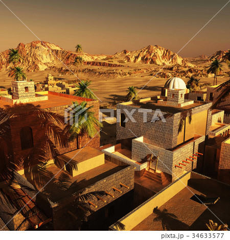 Arabic community on wasteland, 3d rendering Arabic community on wasteland, 3d rendering 34633577