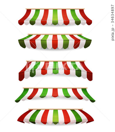 Italian Striped Awnings For Market Store 34634897