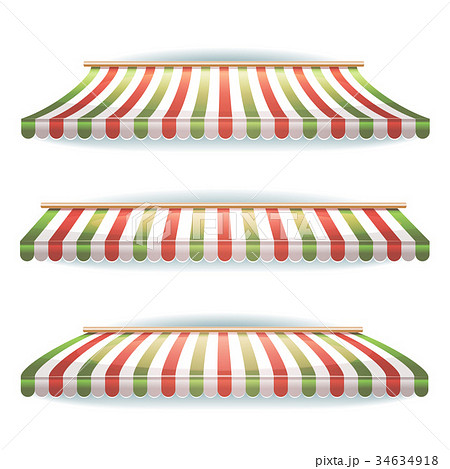 Striped Italian Awnings Set For Italian Pizzeria 34634918