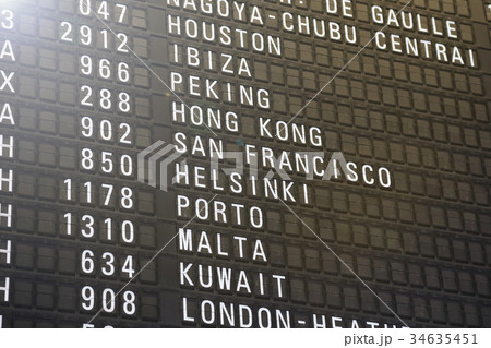 flights information board in airport terminal flights information board in airport terminal 34635451