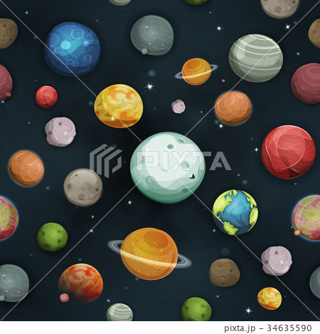 Seamless Planets And Asteroid Background 34635590