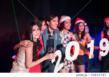 Young people are celebrating the night party entertainment. Young people are celebrating the night party entertainment. 34635787