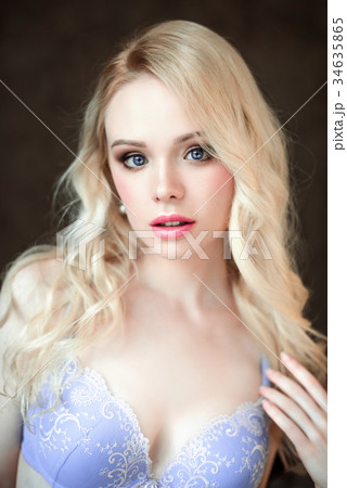 Beautiful sexy lady in elegant white lingerie 34635865