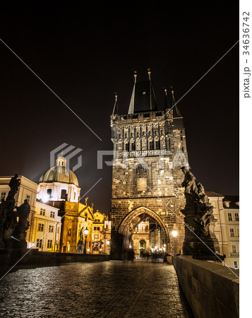 Night View of Charles Bridge in Prague Night View of Charles Bridge in Prague 34636742