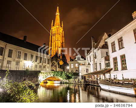 Church of Our Lady in Bruges at night Church of Our Lady in Bruges at night 34636794