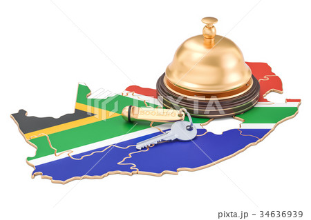 South Africa booking concept. Flag with hotel key South Africa booking concept. Flag with hotel key 34636939