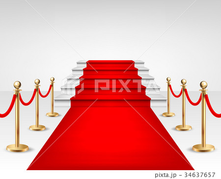 Realistic vector red event carpet, gold barriers Realistic vector red event carpet, gold barriers 34637657
