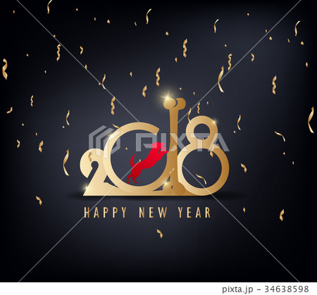 Happy New Year 18 Greeting Card Year Of The Dogのイラスト素材