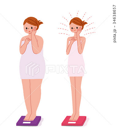 女性 ビフォーアフター 文字なしのイラスト素材