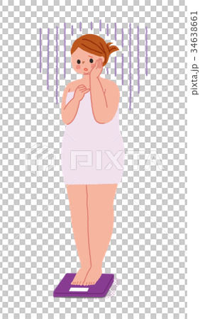 激太りして落ち込む女性 34638661