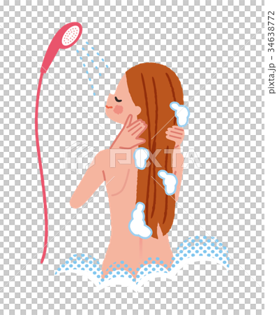 髪を洗い流す女性 髪を洗い流す女性 34638772
