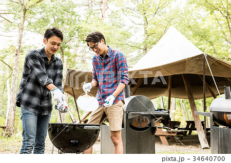 アウトドア　BBQ　準備 34640700
