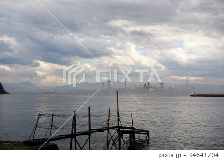 関門海峡　北前船寄港福浦の景色 34641204