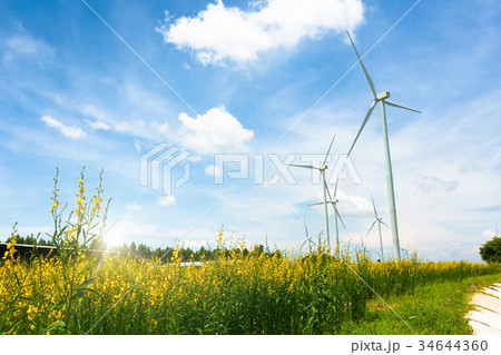 Eco power, Wind Turbine on a Wind Farm. Eco power, Wind Turbine on a Wind Farm. 34644360