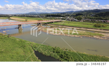 空撮]恵蘇宿橋（えそのしゅくばし）九州北部豪雨後の筑後川と恵蘇宿橋 34646197