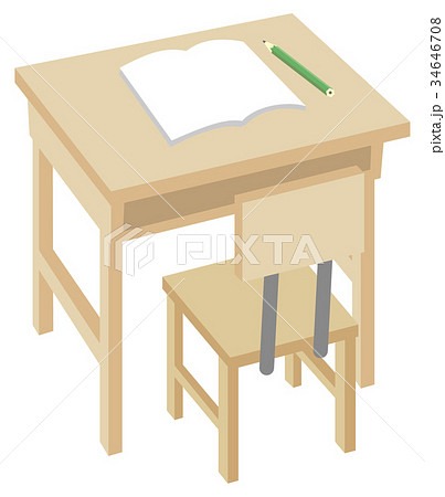 机と椅子とノートのイラスト素材 34646708 Pixta