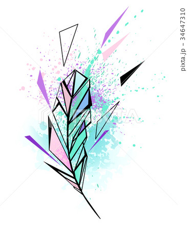 Polygonal feather with watercolor 34647310