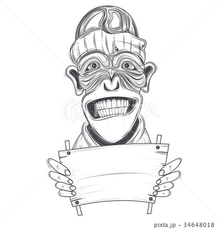 Smiling chimpanzee with message board vector Smiling chimpanzee with message board vector 34648018