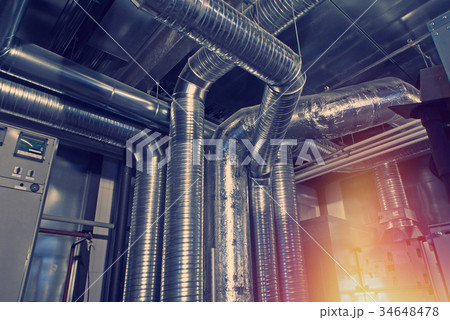 Ventilation ducts of industrial air condition 34648478