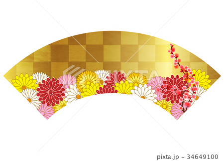 菊 梅 扇 アイコンのイラスト素材
