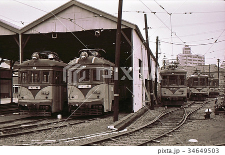 昭和44年 玉電 大橋車庫 東急玉川線 東京世田谷の写真素材 [34649503