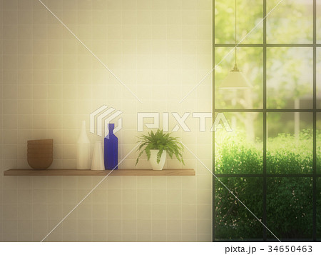 窓際の風景のイラスト素材