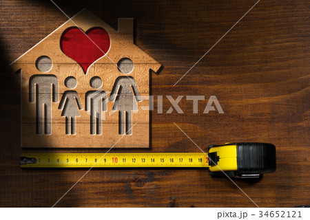 Model House with Family and Heart 34652121