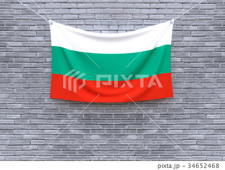 Bulgaria flag hanging on brick wall. Bulgaria flag hanging on brick wall. 34652468