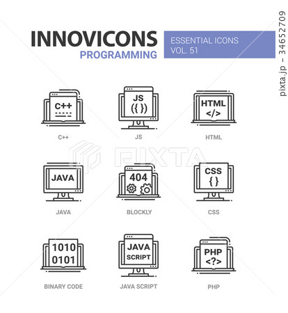 Programming - modern vector line icons set. 34652709