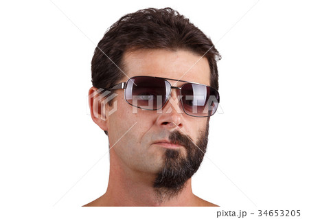 portrait of man with half shaved face 34653205