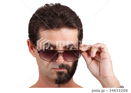 portrait of man with half shaved face 34653208