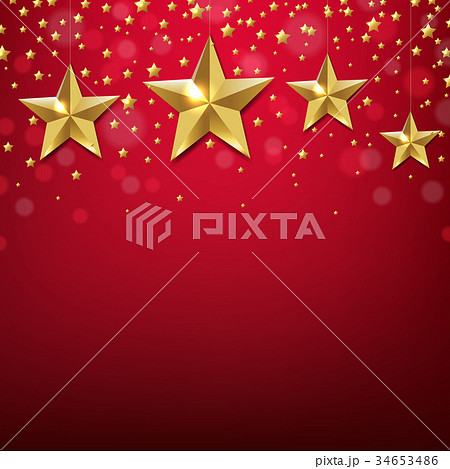 Golden Star Border With Red Background 34653486