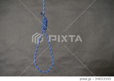 Suicide rope with knot on black background 34653505