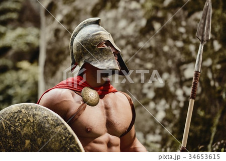 Strong Roman warrior on nature 34653615