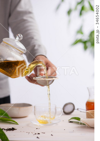 Pouring healthy tea 34654002