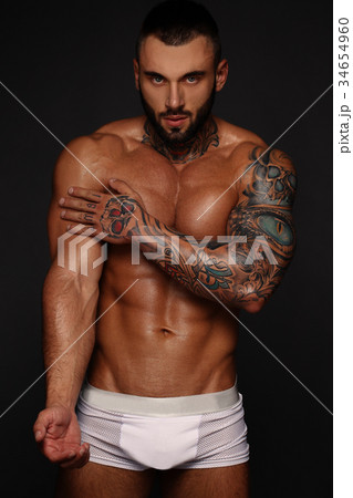 Sexy closeup portrait of handsome topless male Sexy closeup portrait of handsome topless male 34654960