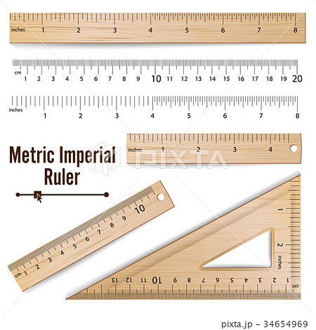 Wooden Metric Imperial Rulers Vector Centimeterのイラスト素材