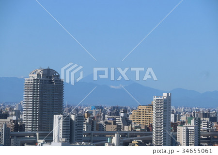 東京都北区北とぴあから見ゆる青空快晴の富士山 34655061