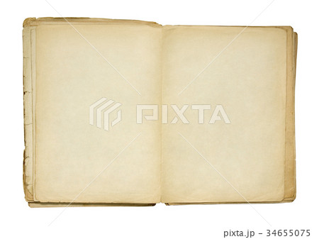 Open old blank book with clipping path  Open old blank book with clipping path  34655075