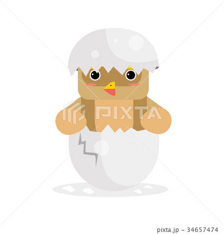 Cute newborn owl bird character, brown funny 34657474