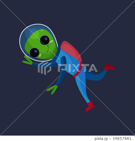 Smiling alien with big eyes wearing blue space 34657661