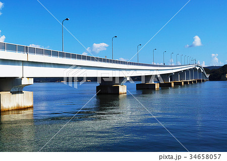 石川県 能登半島観光名所 能登島大橋の写真素材